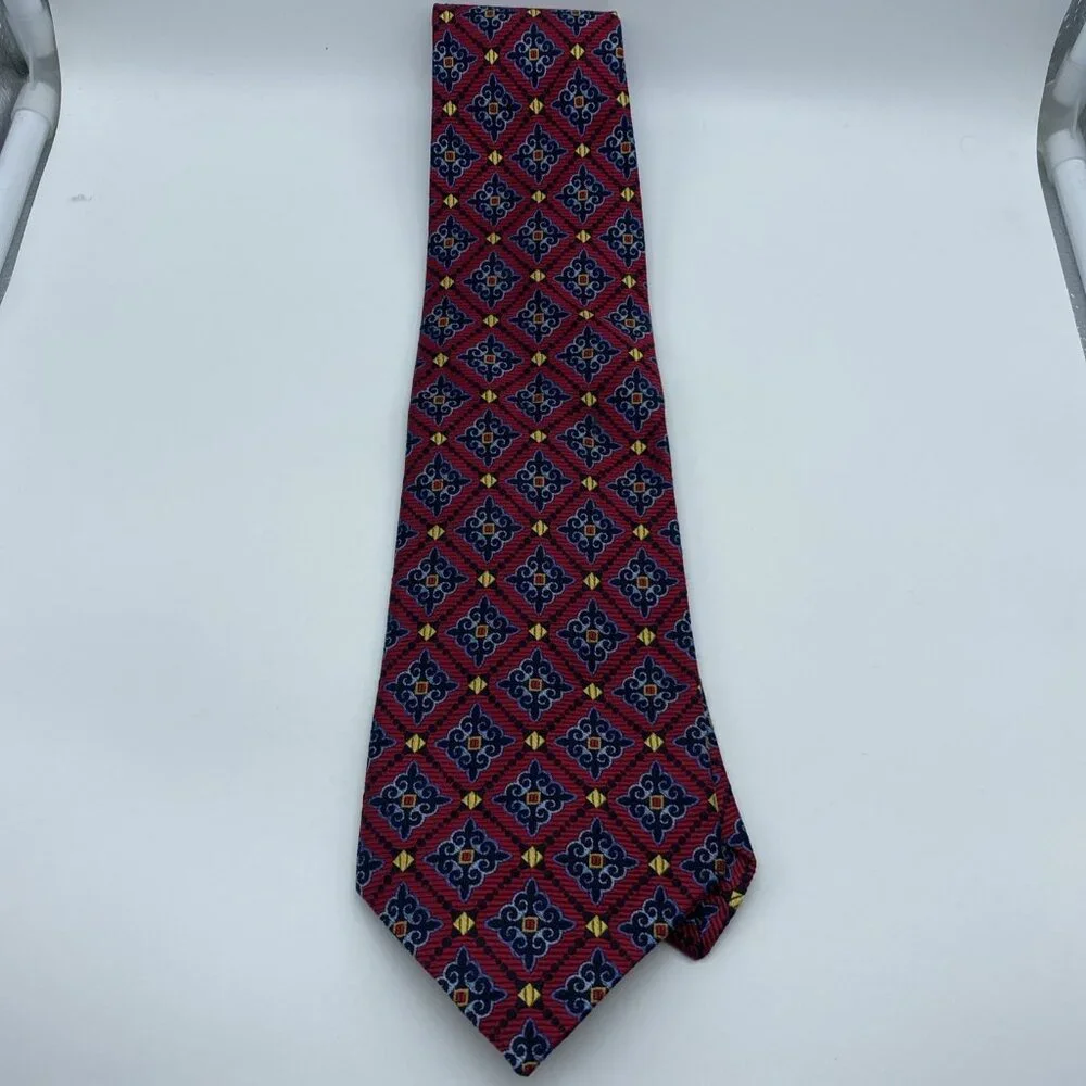 Robert Talbott Best of Class for Nordstrom 100% Silk Tie Red Blue Gold 58” x 4” - Picture 3 of 14